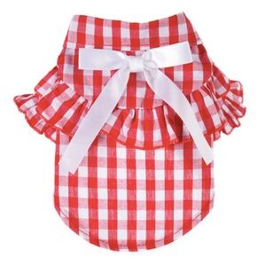Plaid Dog Easter Shirt / Dress with Bow